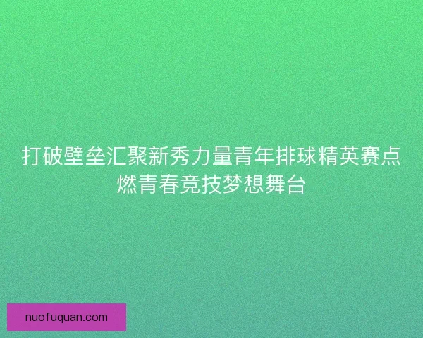 打破壁垒汇聚新秀力量青年排球精英赛点燃青春竞技梦想舞台