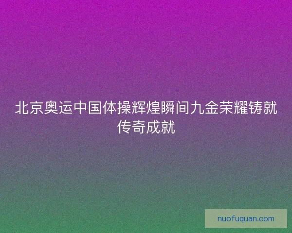 北京奥运中国体操辉煌瞬间九金荣耀铸就传奇成就