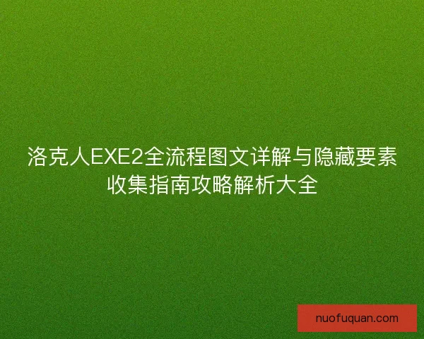 洛克人EXE2全流程图文详解与隐藏要素收集指南攻略解析大全